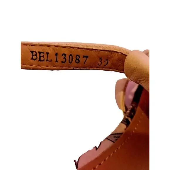 Staccato Wedges Cream Leather Buckle Open Toe Comfortable Belle 6 Floral Casual - Picture 9 of 9